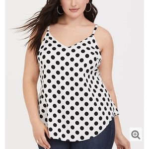 White and Black Polka Dot Challis Cami